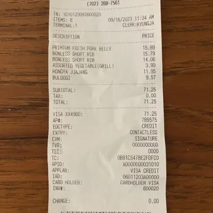 Total damage. Very reasonably priced for high quality meats.