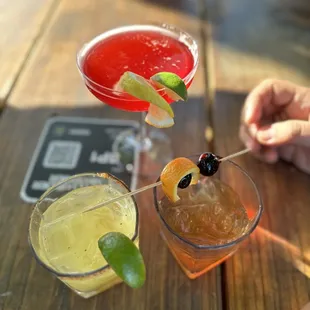 three cocktails