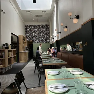 Indoor seating against the wall