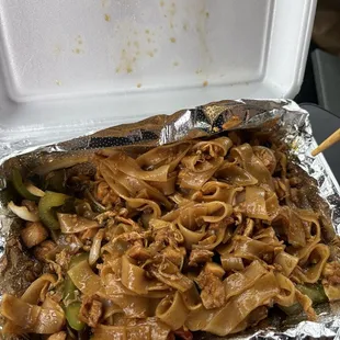 Drunken noodles. (I had eaten some before I took the picture)