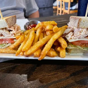 Turkey Club (Best Ever) with Yummy Seasoned Fries (it was Amazing!!)