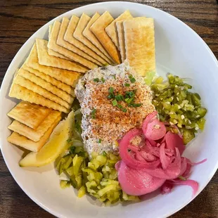 Fish Dip Spread (with pickled onion, pickles, jalapenos &amp; lemon) Only thing missing is "Capers"! YOU have to try this, it is AMAZING!