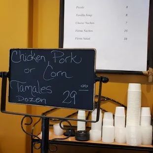 a menu and a chalk board