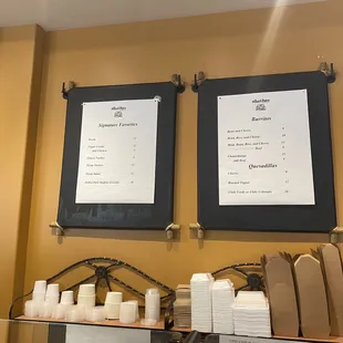 The menu on the wall