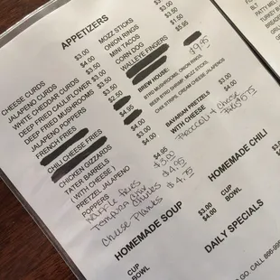Half the menu. Very inexpensive appetizers.