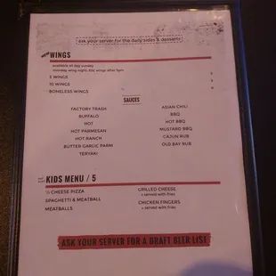 menu
