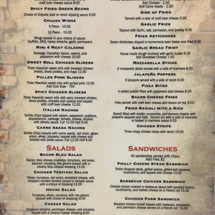 Favorites, Appetizers, Salads, &amp; Sandwiches 8/9/24