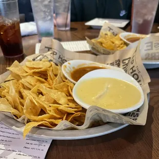 Chips and queso + salsa