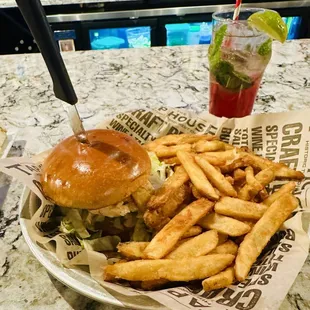 Norwegian Salmon Sandwich and Blackberry Mojito--killed it! :D