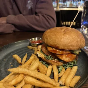 Chicken sandwich with peach bbq