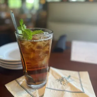 Iced Tea is fresh brewed and bottomless