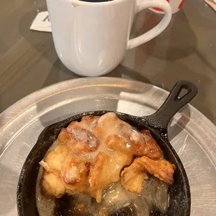 Fresh skillet monkey bread with homemade frosting