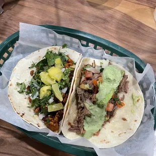 Brisket Taco and Al Pastor Taco