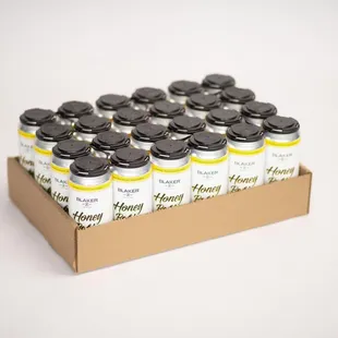 a cardboard box of honey