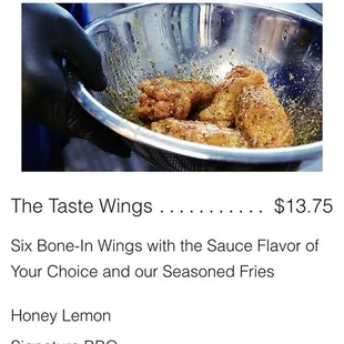 the menu of a restaurant