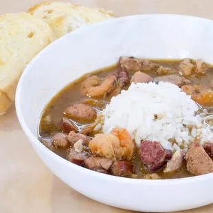 a bowl of gum and bread