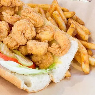 a sandwich and fries