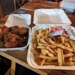 Chicken wings and large fries