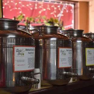 a variety of olive juices