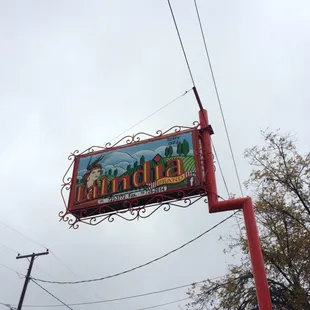 a sign for the restaurant