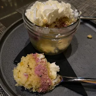 Dessert!! Corn cake with berries.