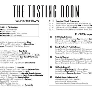 Drinks menu