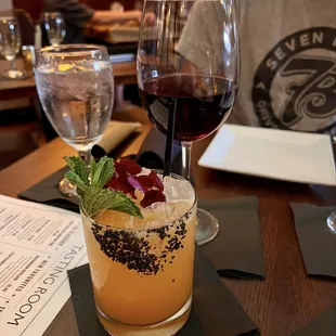 Pinot noir and a tequila cocktail.