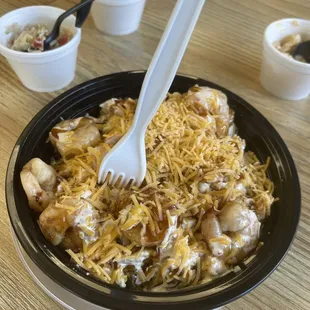 Custom Bowl Small x brown rice x teriyaki sauce x chicken &amp; shrimp x cheese