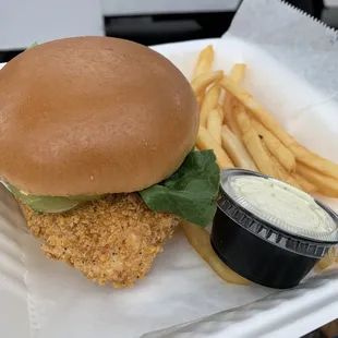 Chicken sandwich and fries