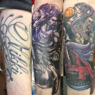 Cover up of a name with a colored Kobe Bryant image