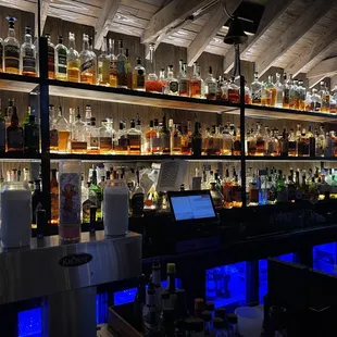 Spirits selection at the bar