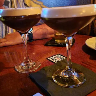 Freshly made espresso martinis