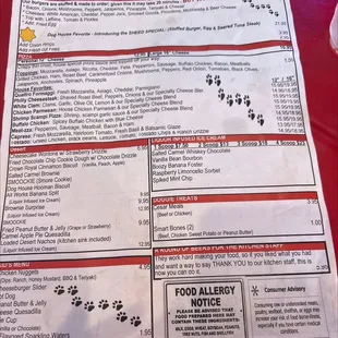 Back of Menu