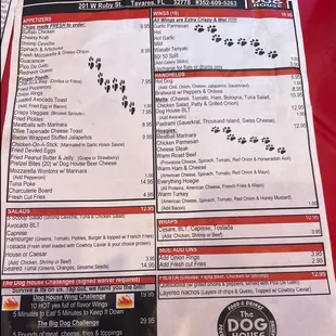 Front of Menu