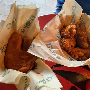 Buffalo Fingers and Add a Piece of Catfish with Buffalo sauce