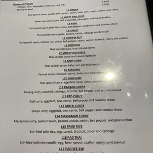 Lunch menu