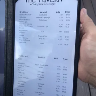 Drink menu.