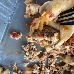 Inside breakfast burrito