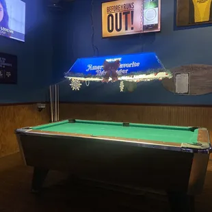 One of two pool tables