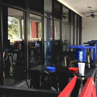 tables and chairs outside