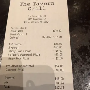 Charged for 2 Prosecco and 2 Aperol for an Aperol spritz cocktail