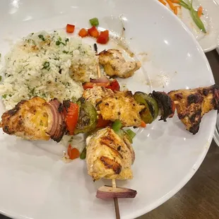Chicken skewer entree (glad I got the Alfredo sauce on the side)
