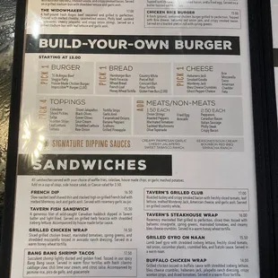 the menu of the restaurant