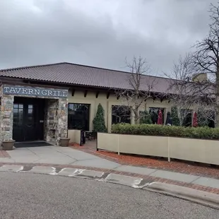 Outside the restaurant.