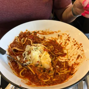 Chicken Parmesan, tasty and lots of it.