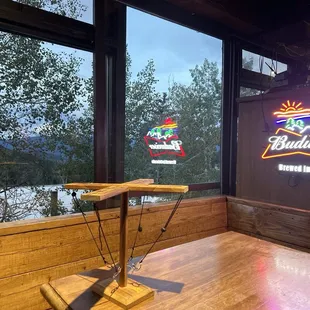 Seating area with mountain views