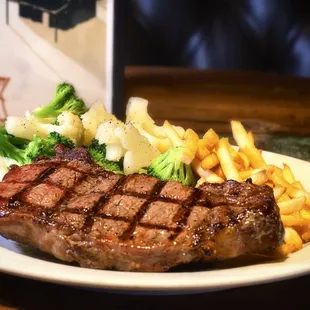 New York Strip with veggies and fries!