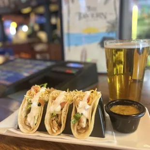 Street Tacos and a cold glass of Beer