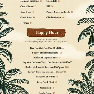 New Happy Hour and Players Menu!