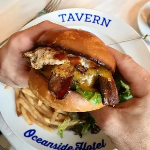 Juicy burger at The Tavern